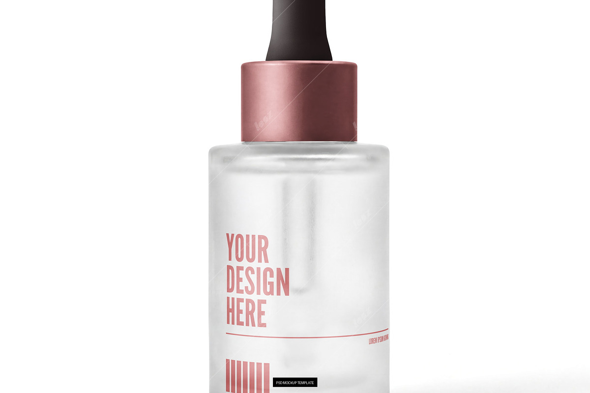 Frosted Serum Dropper Bottle Mockup, a Packaging Mockup by LESZ Design (Photo 3 of 3)