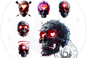 Valentines day Skulls clipart Set, a Seasonal Illustration by ThatsDesignArt (Thumbnail 6 of 10)