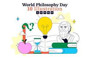 10 World Philosophy Day Illustration, an Education Illustration by denayunebgt