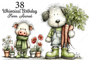 Whimsical Birthday Farm Animal PNG, a Seasonal Illustration by Canvas Craft