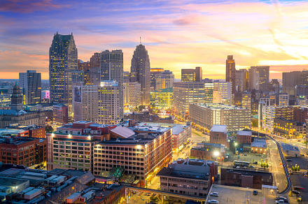 Downtown detroit containing aerial, detroit, and michigan, an Architecture Photo by f11photo