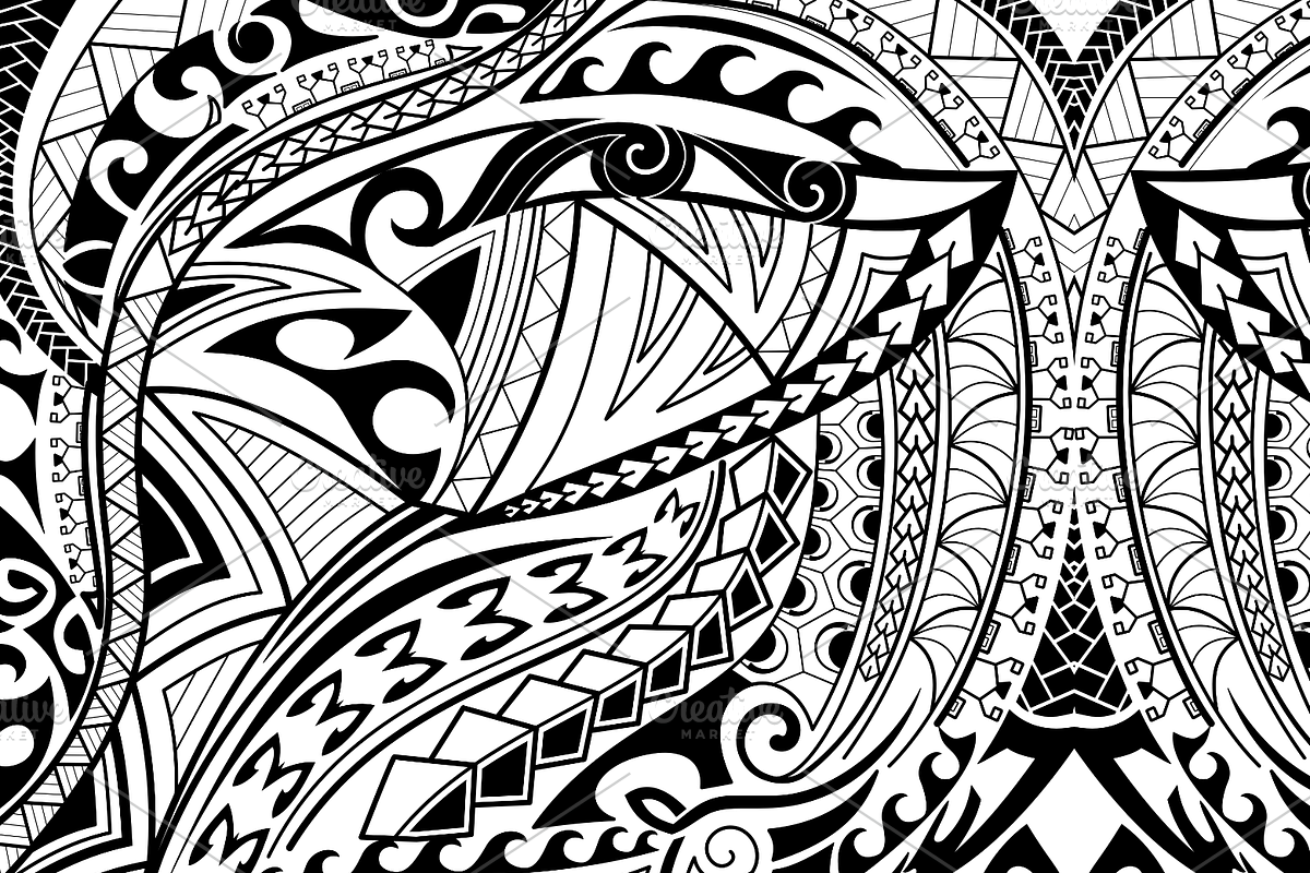 5 black & white Polynesian patterns, a Pattern Graphic by Natsuhisui (Photo 4 of 6)