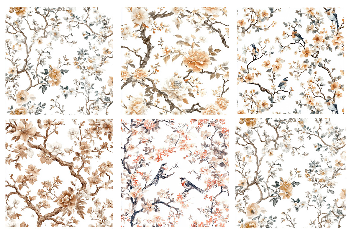 Toile Elegance Chinoiserie Floral, a Pattern Graphic by SinaCreation (Photo 5 of 5)