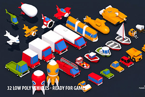 32 Low Poly Vehicles - Game Design