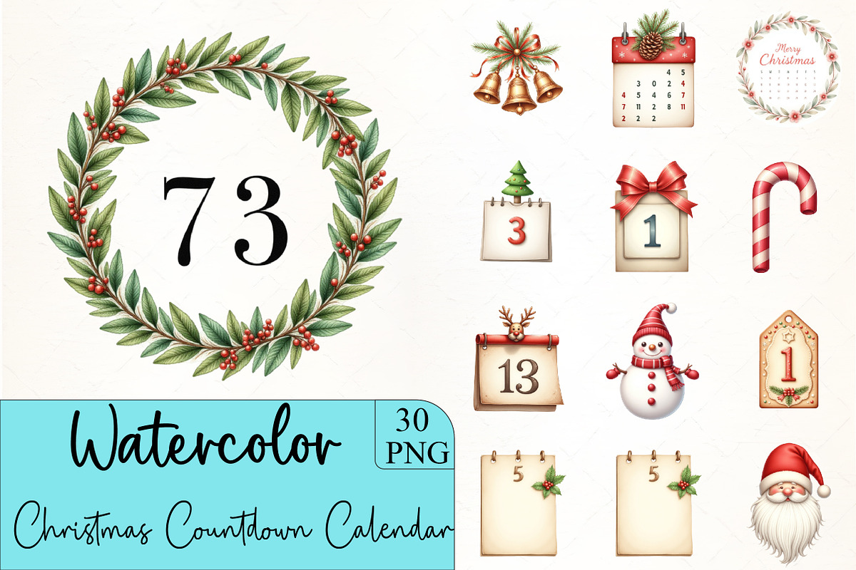 Christmas Countdown Calendar Clipart, an Illustration by CrexoraLab (Photo 1 of 5)