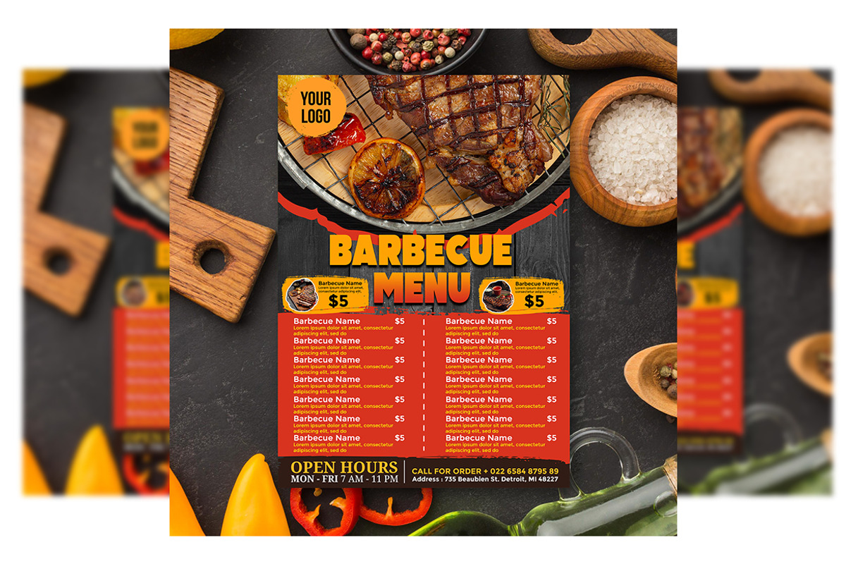 BBQ Restaurant Menu, a Flyer Template by imadeDesign (Photo 1 of 3)
