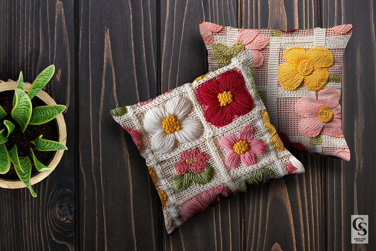 Spring Knitted Flowers Digital Paper, a Pattern Graphic by Creative Store (Photo 5 of 5)