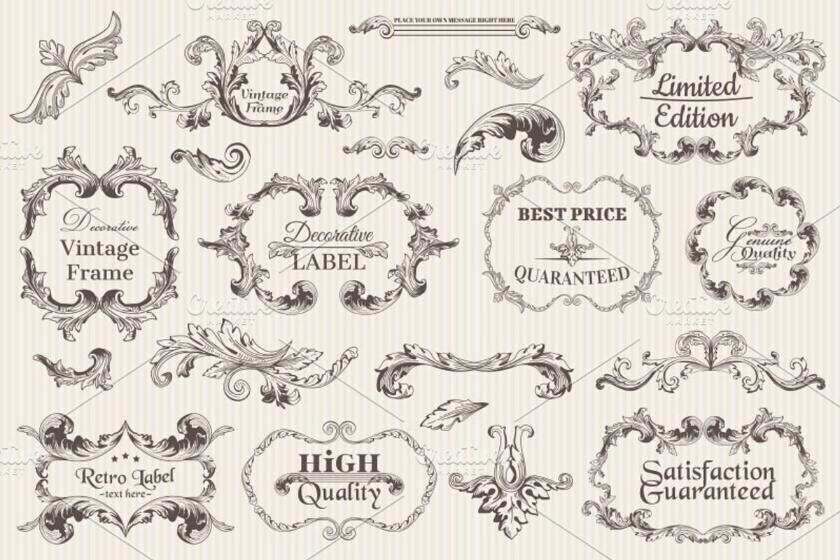 150 Vintage Vector Elements. Vol3., a Decorative Illustration by Anna Studio (Photo 2 of 5)
