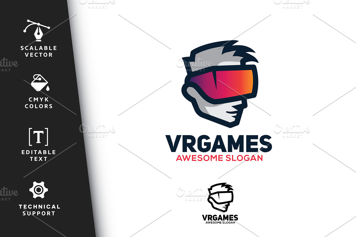 VR Games Logo, a Branding & Logo Template by Scredeck