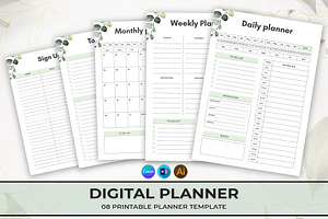 Canva Digital Planner Template, a Stationery Template by DesignDevisers