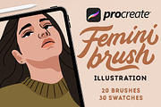 FeminiBrush - Procreate Brushes, a Brush Add-On by Nurmiftah (Thumbnail 1 of 8)