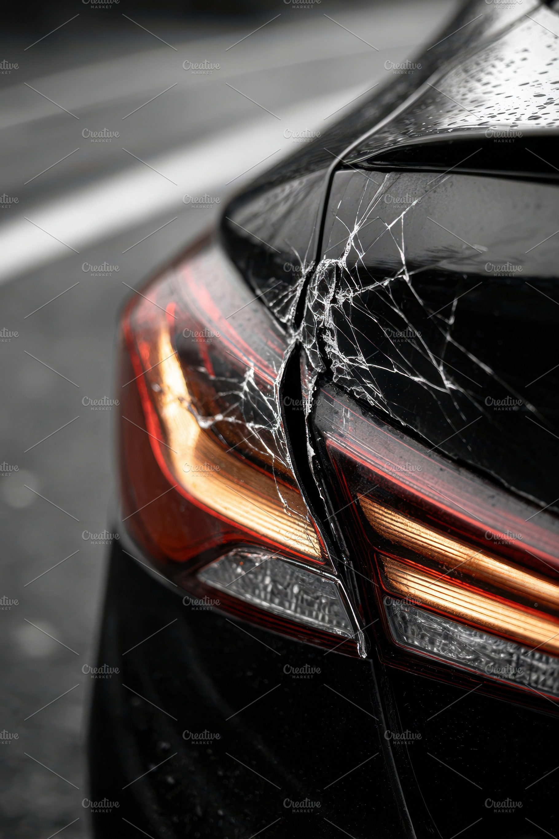 Damaged car tail light close-up, a Transportation Photo by AlyaAnd