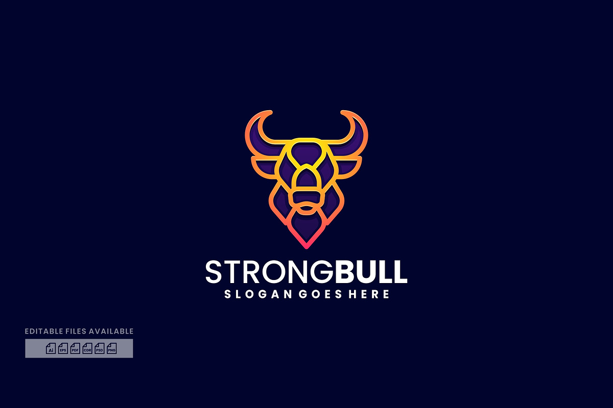 Strong Bull Gradient Line Art Logo, a Branding & Logo Template by ivan_artnivora