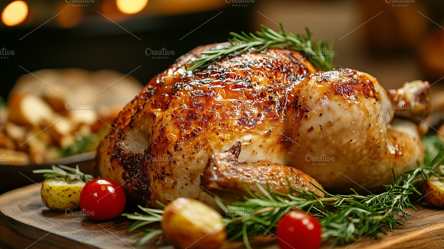 Whole roasted chicken with rosemary, a Food & Drink Photo by MistyDay