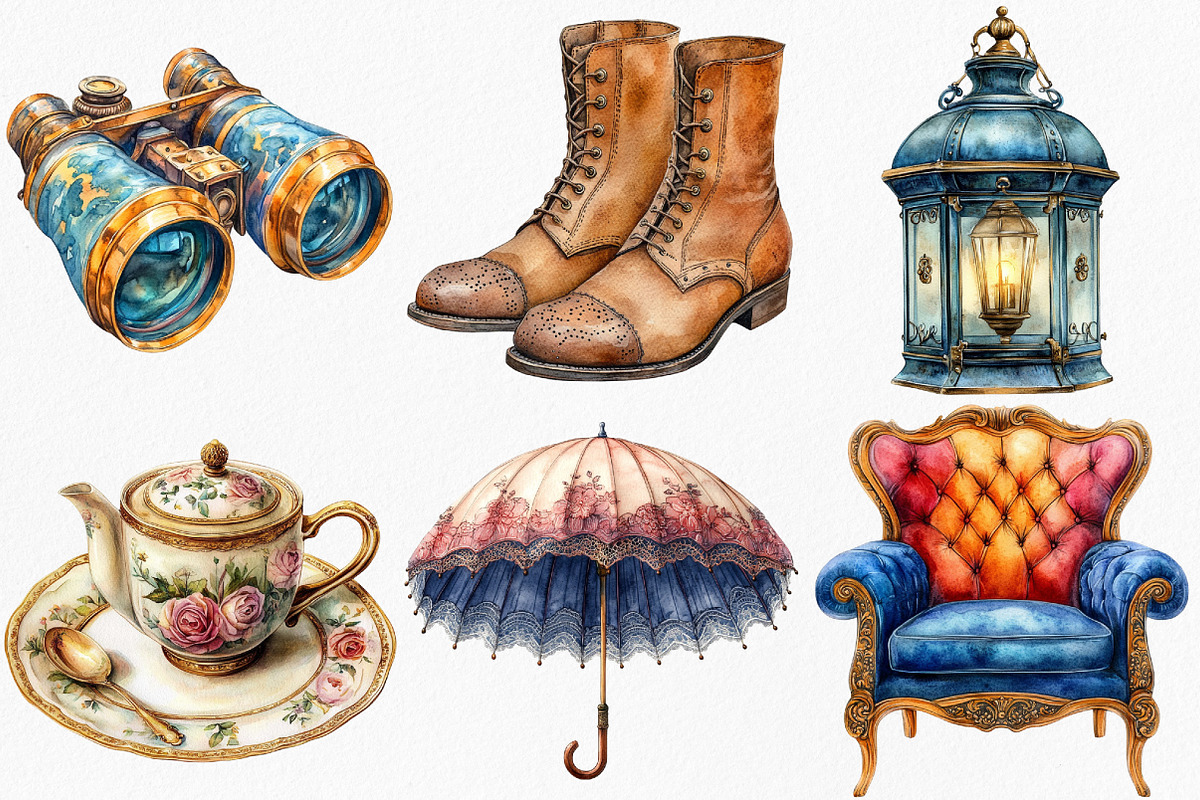 Watercolor Victorian Clipart Bundle, an Illustration by Canvas Craft (Photo 3 of 8)