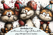 Whimsical Birthday Cat Clipart, a Transportation Illustration by Digital Artistic99 (Thumbnail 1 of 10)