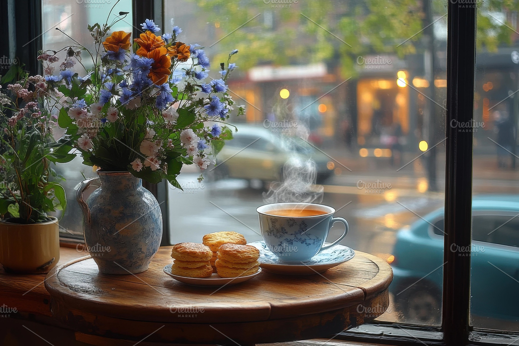 Relaxing afternoon with tea and past, a Photo by Tanuart
