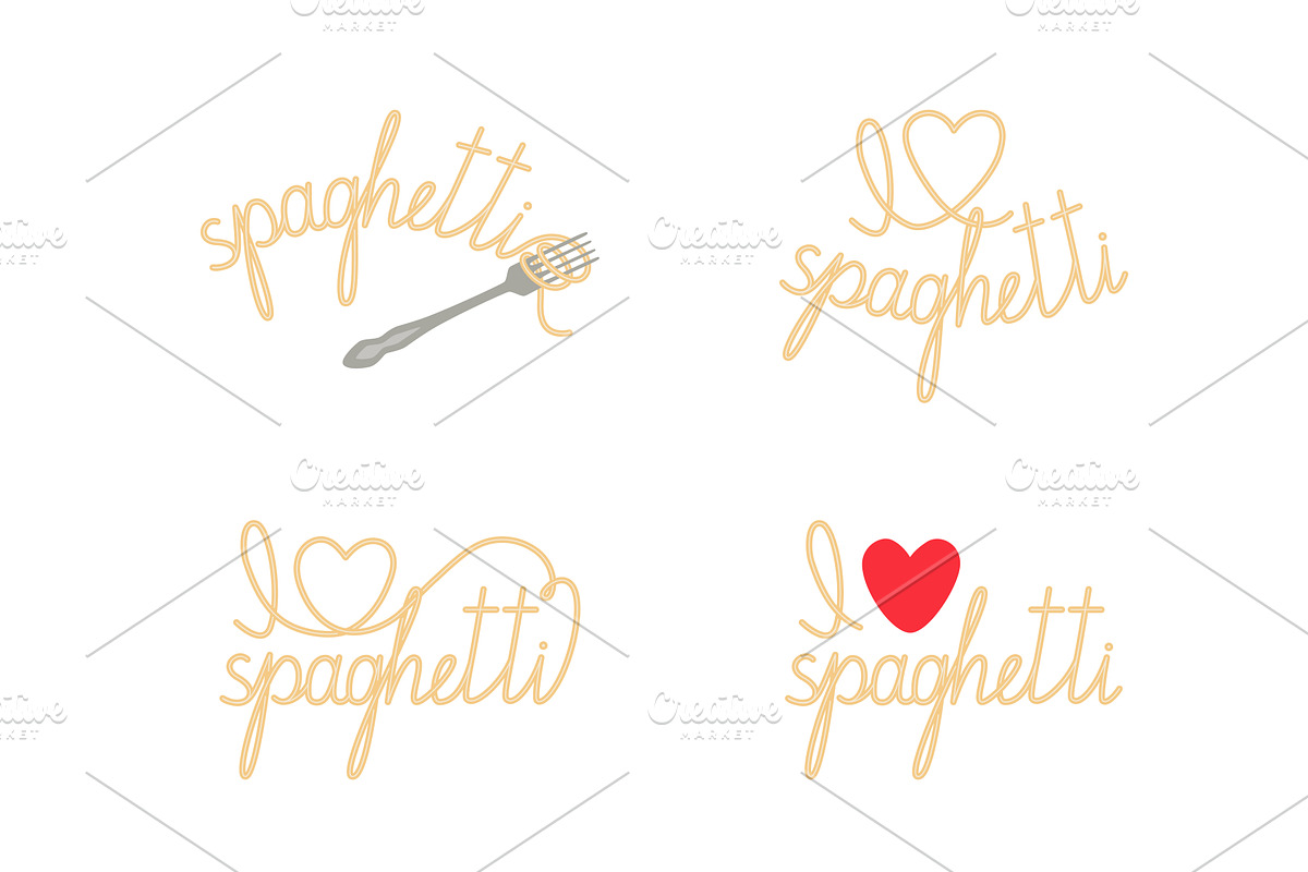 Spaghetti noodles with letters, a Food Illustration by Stock-Smart-Start