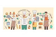 Restaurant team banner, set, pattern, a Decorative Illustration by Good Studio (Thumbnail 3 of 11)