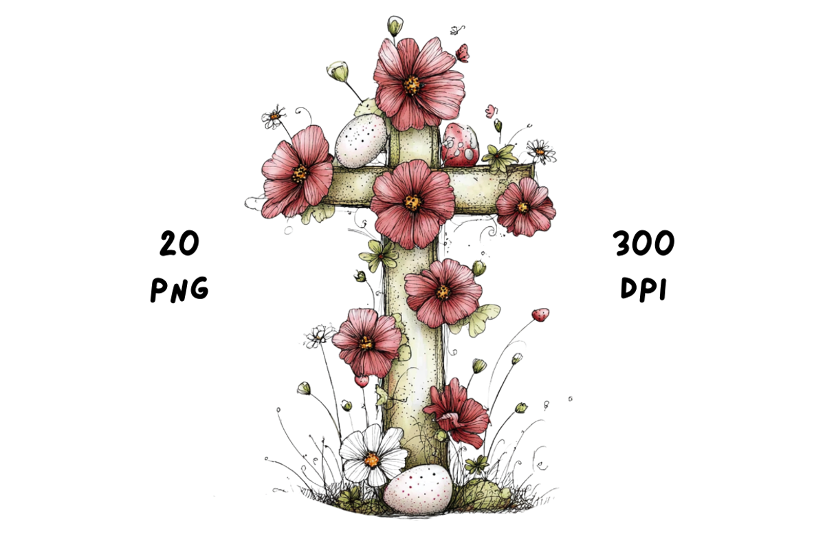 Whimsical Easter Cross Floral Spring, a Seasonal Illustration by GiraffeCreative (Photo 11 of 20)
