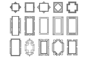 Art Deco Linear Frames. Ornate