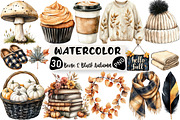 Beige & Black Autumn Clipart, an Illustration by Black Bird Studio (Thumbnail 1 of 6)