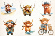 Summer funny  Cute Highland Cow, an Illustration by DreamCafeArt (Thumbnail 3 of 3)