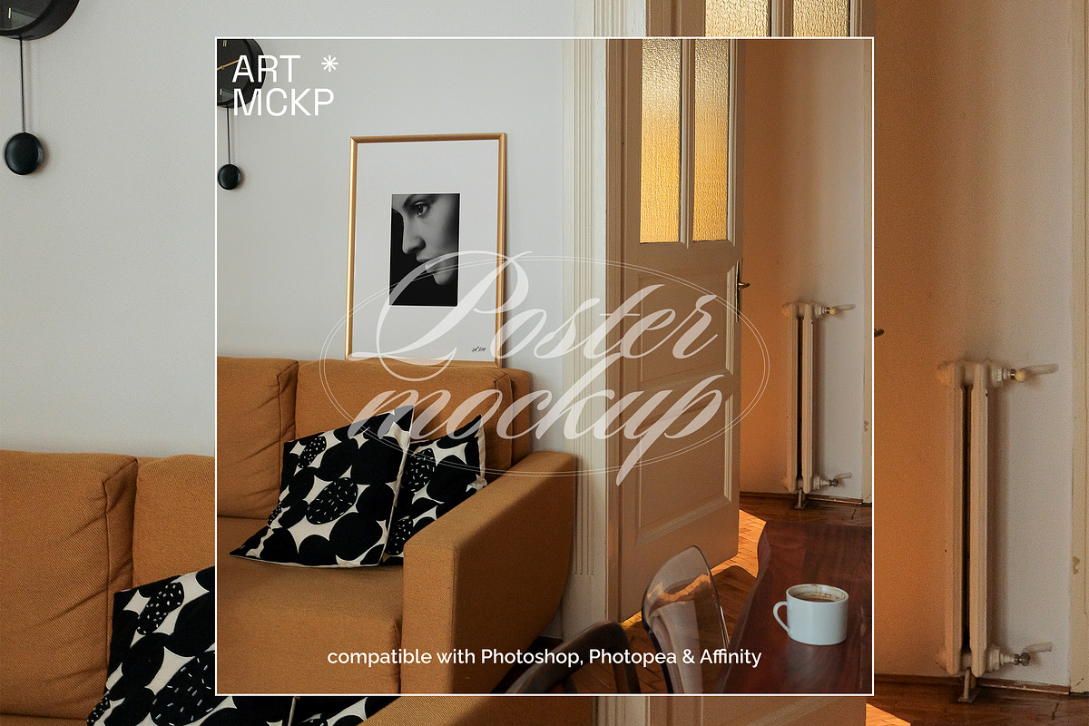 Golden Art frame Poster PSD mockup, a Merchandise Mockup by MCKP*ME (Photo 2 of 3)