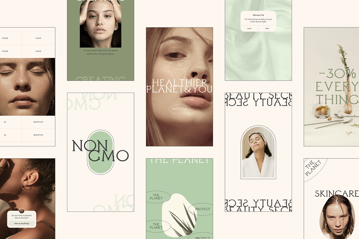 Matcha Skincare Instagram Template, a Social Media Template by Luna Studio (Photo 7 of 9)