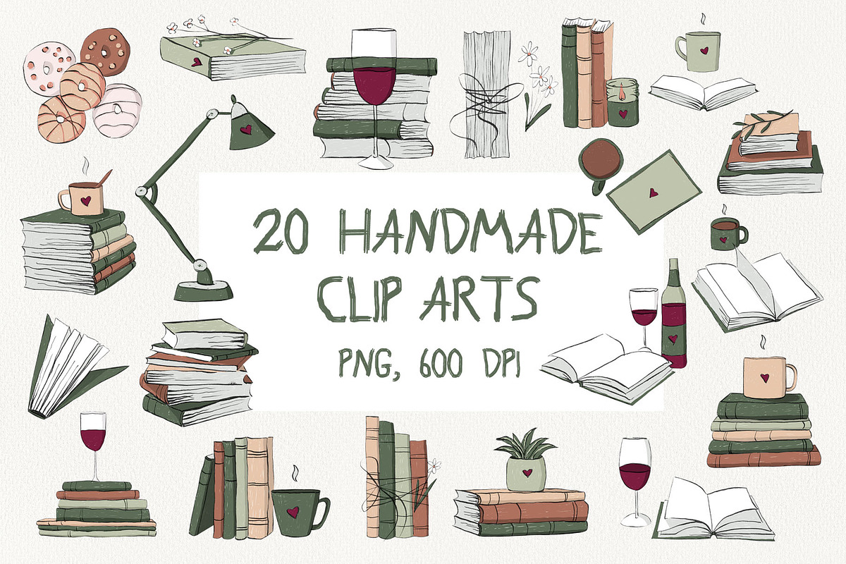 BOOK LOVER SET AND A BONUS, an Illustration by YULIYA MART DESIGN (Photo 2 of 10)