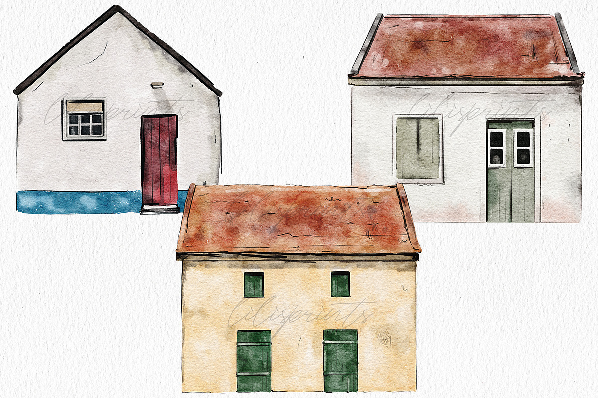 Watercolor icelandic houses, an Illustration by lilisprints (Photo 2 of 5)