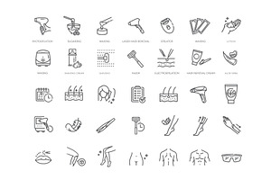 Hair Removal Vector Line Icons