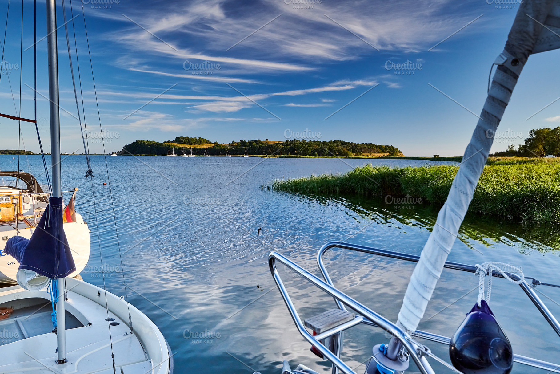 View of Klein Zicker from the Groß Zicker harbor, a Nature Photo by Fotowunsch - photography 
