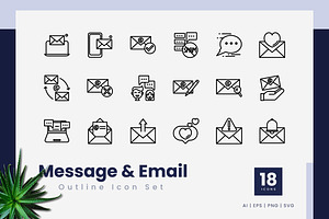 Message and Email Outline Icons, an Outline Icon by Zeer Graphic