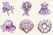 Purple Gingham Summer Clipart, an Illustration by OK Design (Thumbnail 4 of 5)