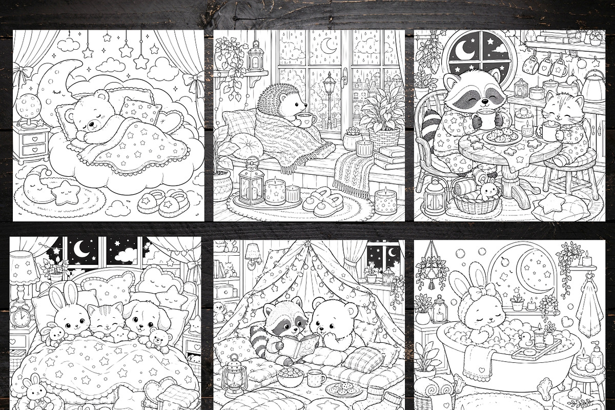 Cozy Bedtime Animal Coloring Page, a Brochure Template by LA Design (Photo 2 of 10)