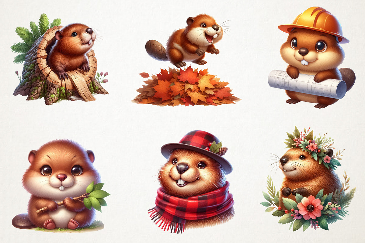 Cute Beaver Clip Art, Woodland Anima, an Animal Illustration by RobertsArt (Photo 5 of 7)