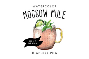 Watercolor Moscow Mule Drawing