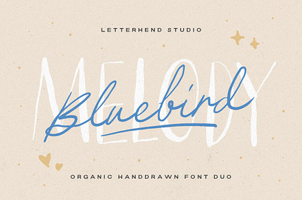 Bluebird Melody - Organic Font Duo, a Handwritten Font by Letterhend Studio