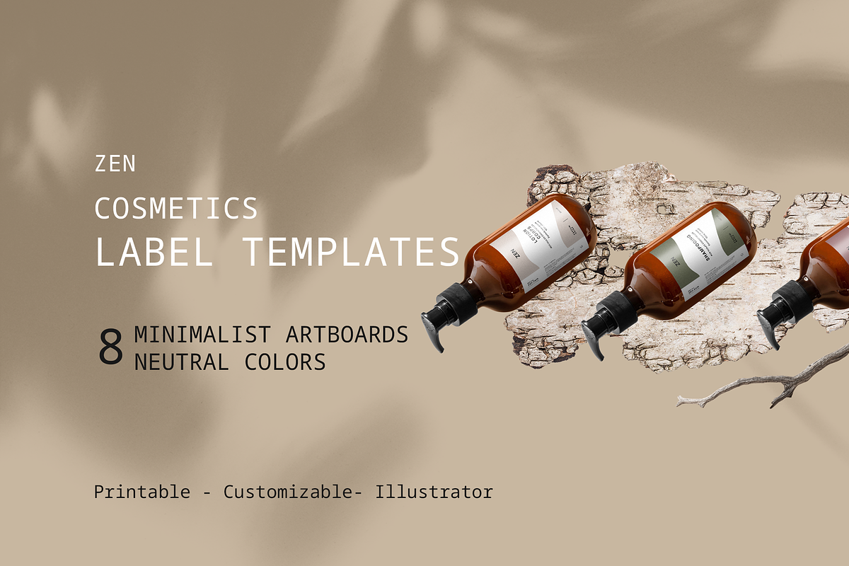 Zen Cosmetic Bottle Label Template, a Print Template by Eligrafik (Photo 1 of 4)