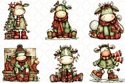 Whimsical Christmas Cow Clipart, an Illustration by Black Bird Studio (Thumbnail 3 of 6)
