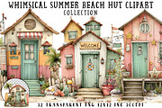 Whimsical Summer Beach Hut Clipart, an Illustration by OK Design (Thumbnail 1 of 6)