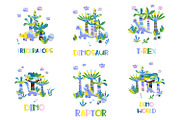 Cute Cartoon Cards with Dinosaurs, an Animal Illustration by the_myro (Thumbnail 1 of 10)