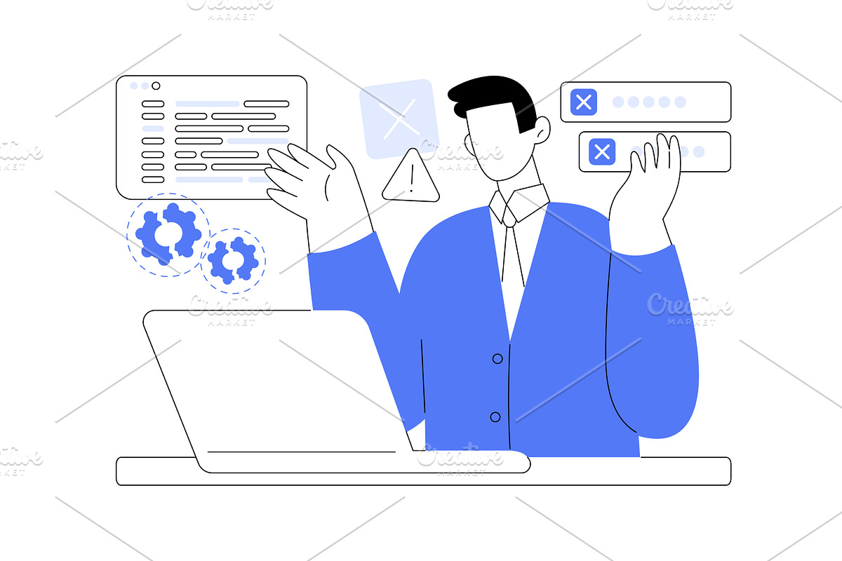Software problems isolated cartoon, a Technology Illustration by Visual Generation
