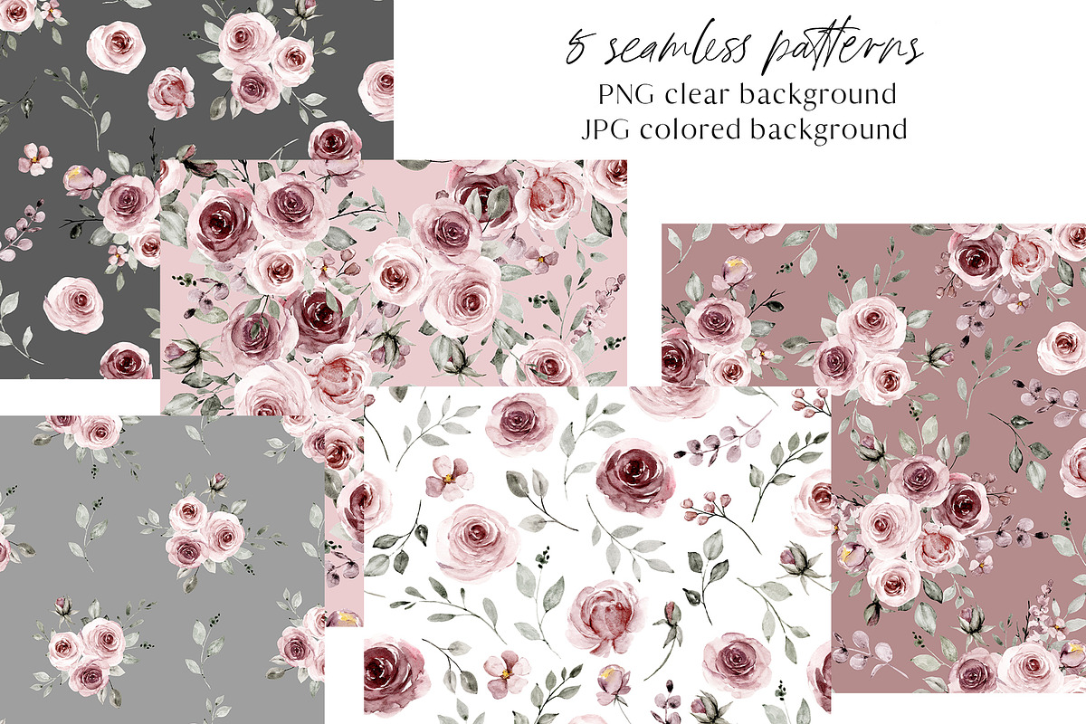Dusty pink roses watercolor paint, an Illustration by Larisa Maslova (Photo 6 of 8)
