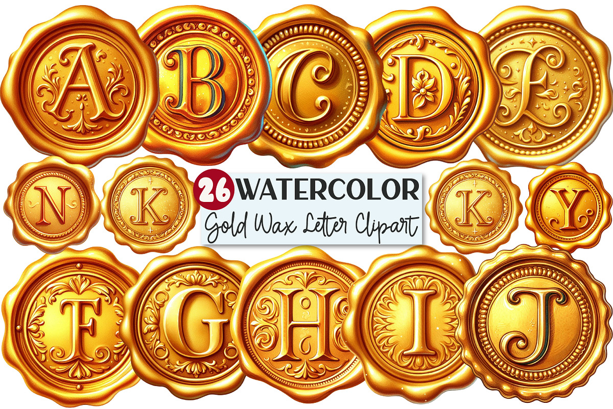 Gold Wax Stamp Letter Clipart, an Illustration by Rose Art (Photo 1 of 7)
