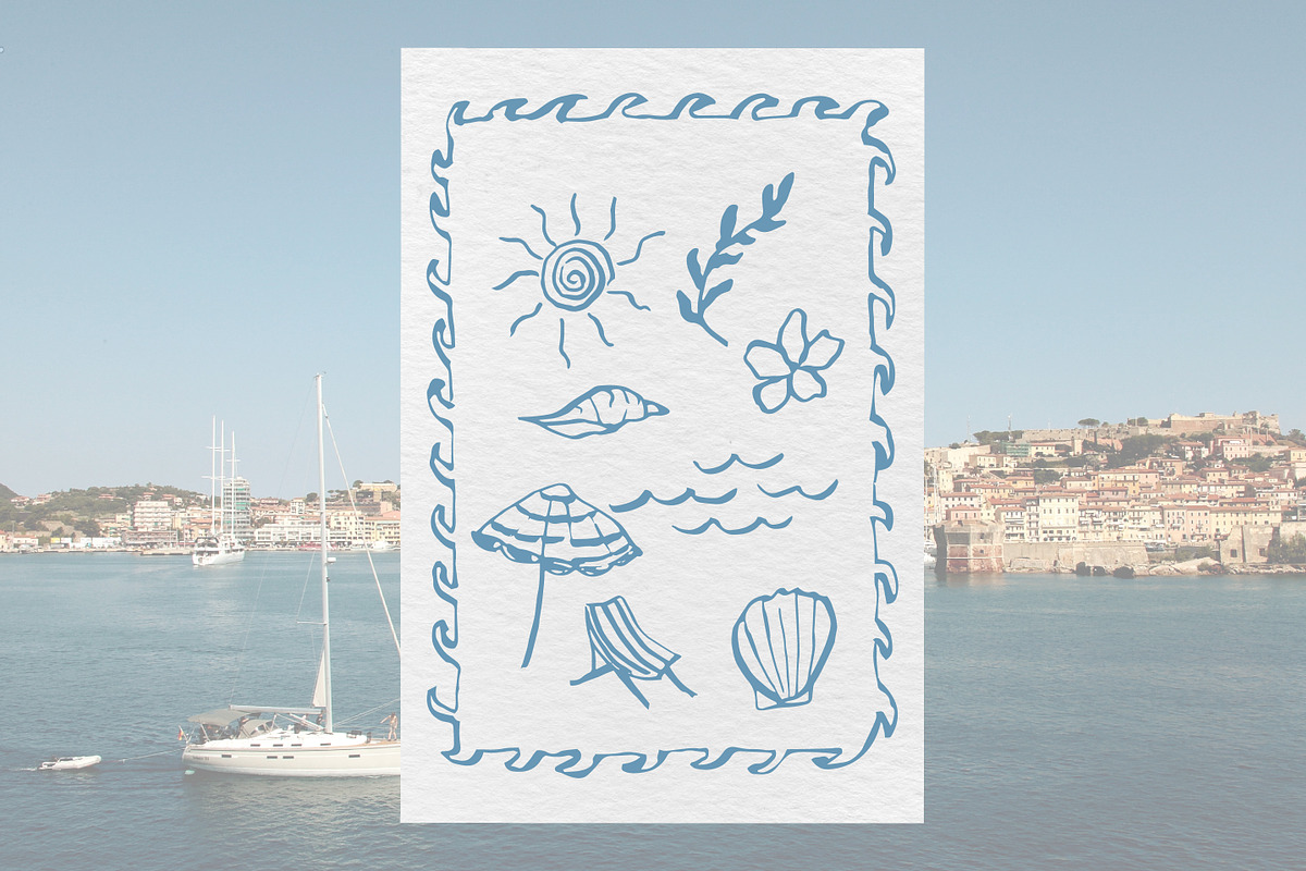 Hand drawn retro Beachy Vibes set, an Object Illustration by RaDavCrafts (Photo 9 of 12)