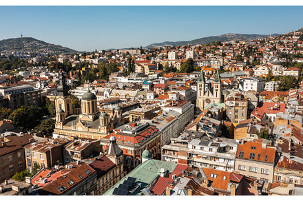 Aerial view of Sarajevo downtown
