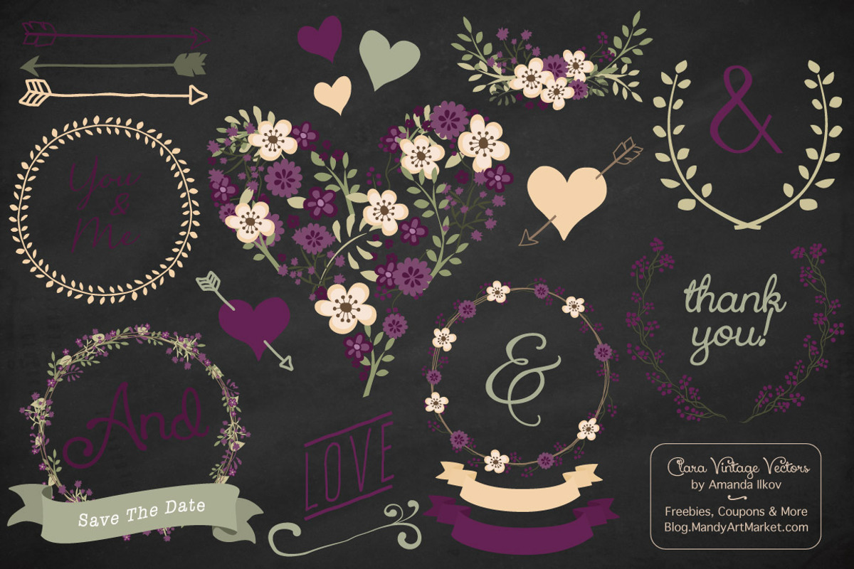 Deep Plum Vintage Vector Flowers, an Illustration by Amanda Ilkov (Photo 2 of 4)