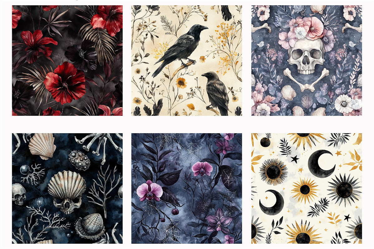 Gothic Summer Seamless Patterns, a Pattern Graphic by Design Market (Photo 3 of 3)